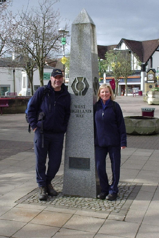 Antonio and Shirley at the start of the West Highland Way 